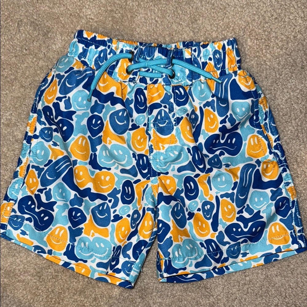 Vibrant Blue and Orange Duck Pattern Shorts